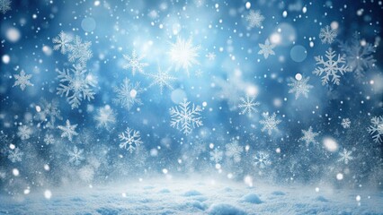 Fototapeta premium Snowfall Overlay Snowflakes Falling in Winter Weather on Background