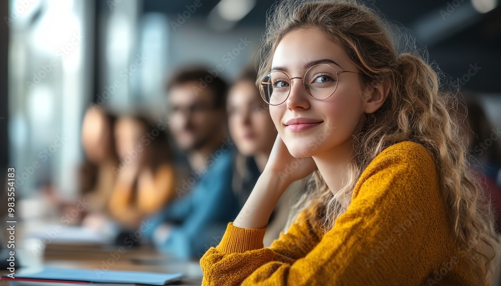 Poster dynamic scene of an adult education class featuring diverse students participating in interactive le