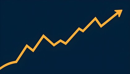 Obraz premium A stock market graph with upward trending lines and dynamic curves, indicating growth or business success in the financial industry on a dark blue background. 