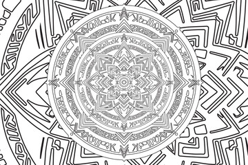 thin outline black mandala for coloring