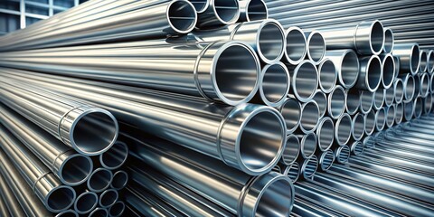 Galvanized steel tube metal products realistic render for industrial projects