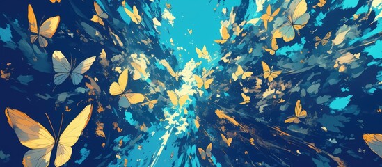 Illustration of butterflies engaging in a mating display in a natural setting