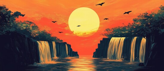 Flooded Waterfall at Sunrise