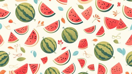 Colorful watermelon pattern illustrated as a vector background