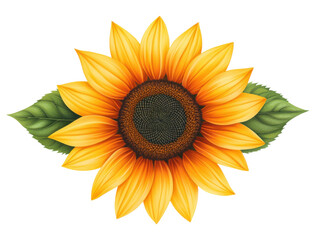 Naklejka premium Vibrant sunflower design showcasing detailed petals and leaves, Watercolor and PNG