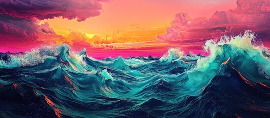 A vibrant and dynamic surreal seascape of the ocean
