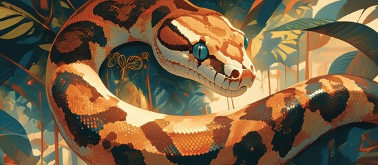 Artwork featuring a Diamond Carpet Python Constrictor