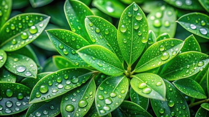 Vibrant green leaves with dew drops background for nature lovers and botanical enthusiasts
