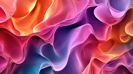 Obraz premium Vibrant abstract wavy texture with a fantastical fractal design Digital artwork featuring 3D rendering techniques