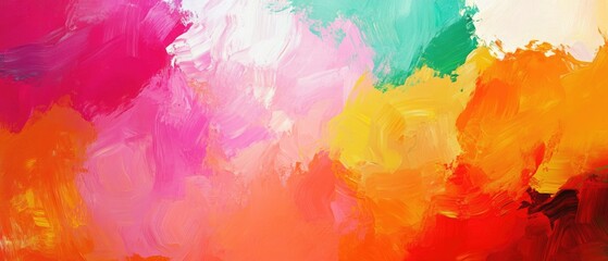 Fototapeta premium Vibrant abstract summer artwork featuring a digital oil painting style with a rich palette of colors