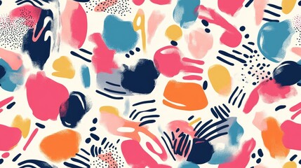 Fototapeta premium Seamless digital drawing design featuring abstract shapes crafted using a digital drawing tablet Repetitive creative and artistic surface pattern