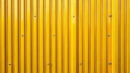 Yellow Metal Sheets Corrugated Fence with Screw Detail for Industrial Background