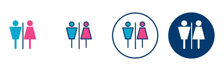 Toilet icon vector isolated on white background. Toilet sign. Man and woman restroom sign vector. Male and female icon