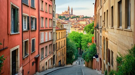 The historic city of Lyon with its narrow medieval streets and Renaissance architecture.
