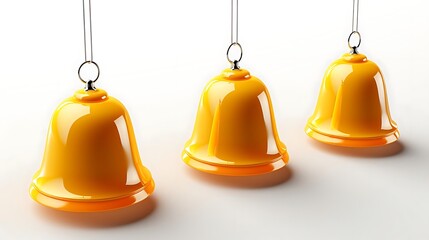 Three shiny yellow bells hanging, possibly for decoration or signaling purposes.