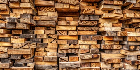 Rustic timber stack with natural wooden texture for background and design elements