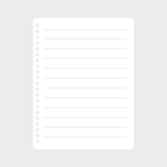 Paper sheet, notebook page, vector design