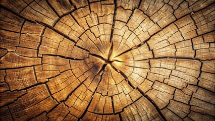 Detailed close-up macro shot of cracked tree cross section vintage background