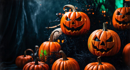 A breathtakingly vivid and cinematic photograph of Halloween, capturing the essence of the spooky season with photorealistic detail 