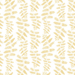 Seamless pattern with yellow fern leaves