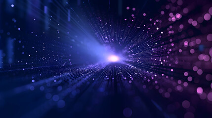 Naklejka premium Abstract Blue and Purple 3D Background with Bokeh Lights and Sparkling Particles