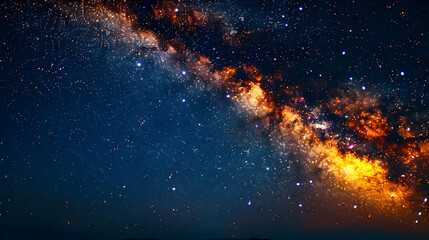 A Night Sky with a Dramatic Milky Way Galaxy Displaying a Stunning Array of Stars and Cosmic Dust, a Celestial Tapestry that Enchants and Inspires