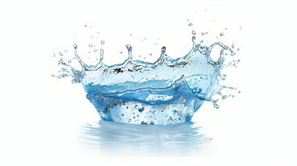 A 3D Render of a Clear Water Splash with a White Background, Creating a Dynamic and Refreshing Image
