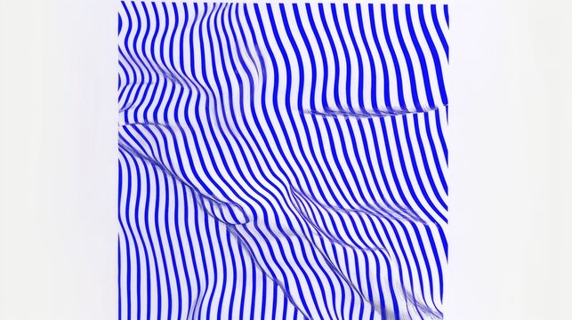 This image showcases an abstract pattern with blue and white stripes creating an optical illusion effect with wavy distortions, representing a contemporary artistic style. - Powered by Adobe