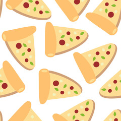 Pizza pattern background. Pizza Slices Pattern background. Pizza seamless pattern for restaurant packaging background. Junk food seamless pattern.