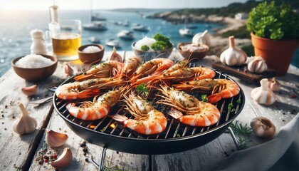 Garnelen auf einem Grill