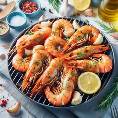 Garnelen auf einem Grill