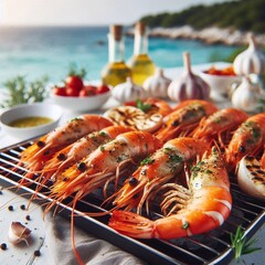 Garnelen auf einem Grill