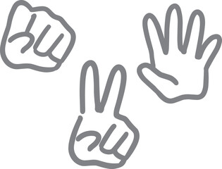 グー・チョキ・パーのシンプルな線画イラスト