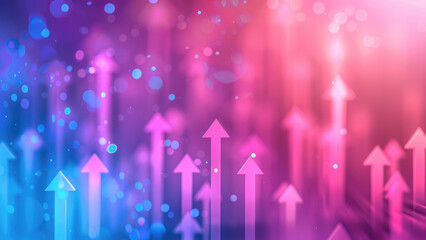 Abstract neon arrows pointing upward in a vibrant gradient background