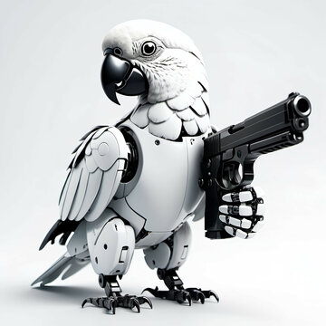 Parror robot with a gun