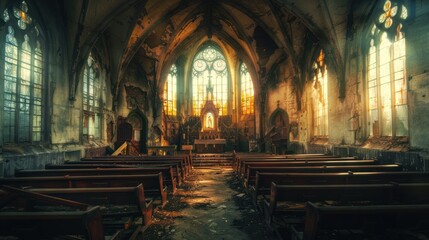 Fototapeta premium Abandoned Church Interior