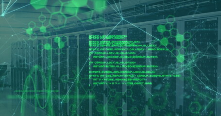 Image of connections and data processing over computer servers