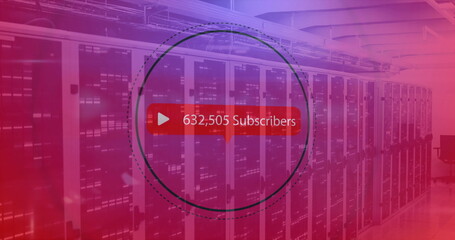 Image of subscribers text and data processing over computer servers
