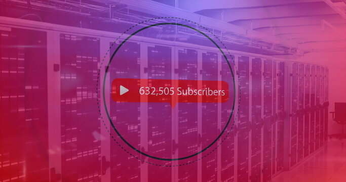 Image of subscribers text and data processing over computer servers