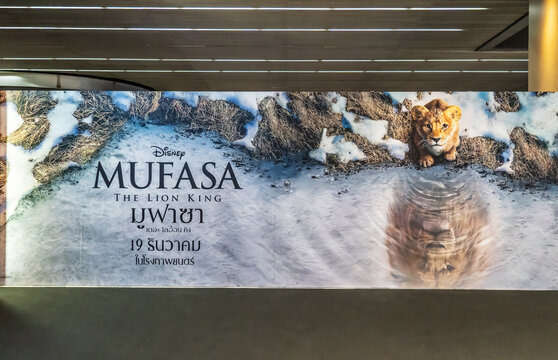 BANGKOK, THAILAND, 19 September 2024 - A beautiful standee of a movie called Mufasa,The Lion King Display at the cinema to promote the movie