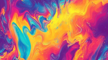 Colorful abstract swirl with vibrant hues of blue, yellow, and orange in a dynamic pattern
