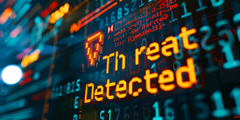Obraz premium Cyber Threat Detected on Digital Display Screen, Security Warning Alert on Cybersecurity System