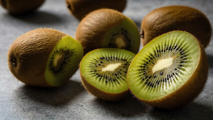 Fototapeta premium Kiwi fruit on ceramic tile background