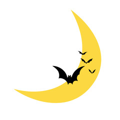 Art & Illustration. Illustration of Moon, Crescent Moon, Moon and Bat © Robert Kim
