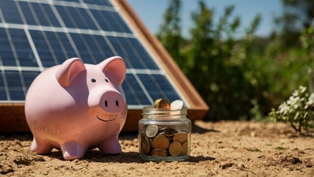 The illustrative concept of solar energy as a cost-effective and money-saving alternative to reduce electricity bills, highlighting the financial benefits of sustainable power solutions