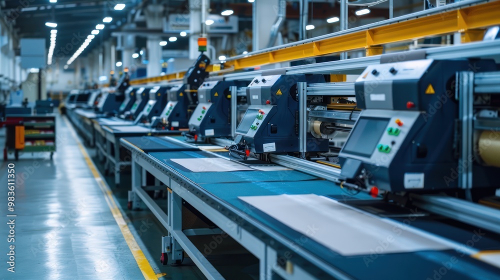 Wall mural automated production line in factory