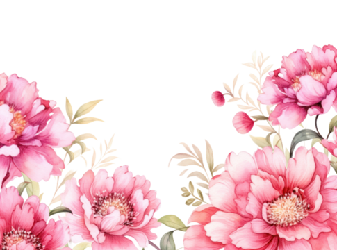 PNG Peony flowers border watercolor backgrounds pattern dahlia.