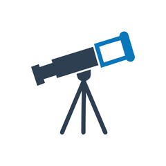 Telescope Icon, Observatory Astronomy Telescope Vector Icon