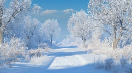 Close up of Cold winter scenery in snowy forest. Fir trees background. Ai generated image