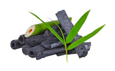 Natural bamboo charcoal isolated on transparent png